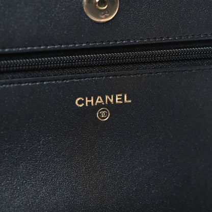 Chanel Iridescent Lambskin Quilted Pearl Wallet On Chain WOC Black 6 of 14