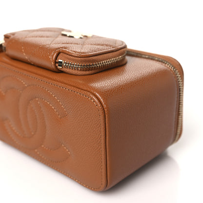 Chanel Caviar Quilted Top Handle Pocket Vanity Case Camel 10 of 11
