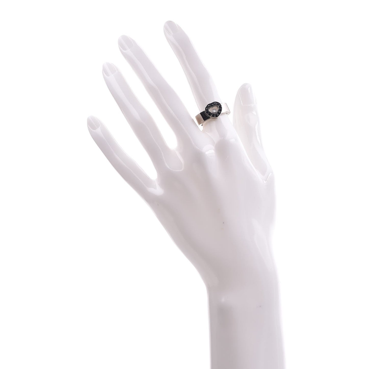 18K White Gold Diamond Sapphire Happy Diamonds Heart Ring 53 6.25