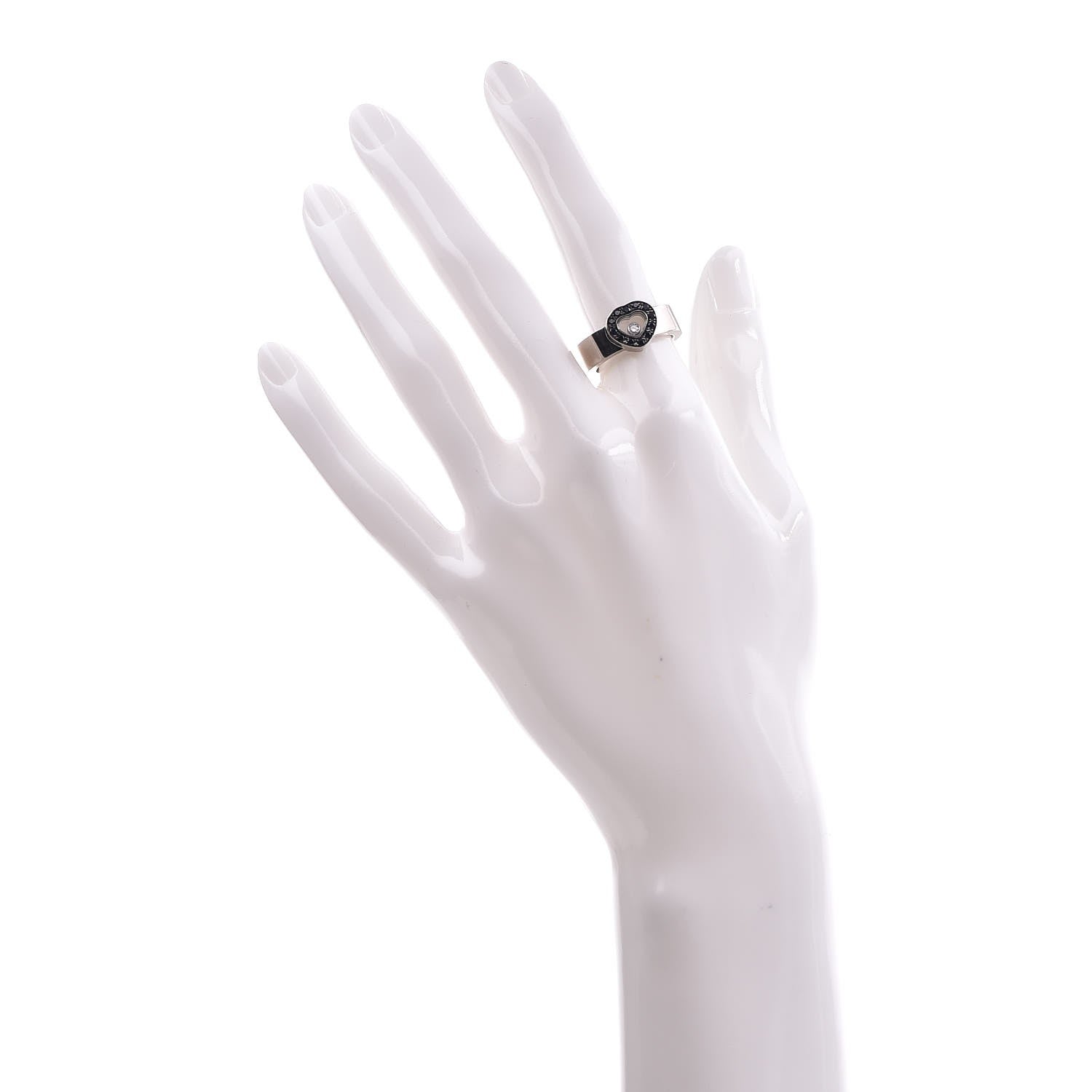 Chopard 18K White Gold Diamond Sapphire Happy Diamonds Heart Ring 53 6.25 2 of 5