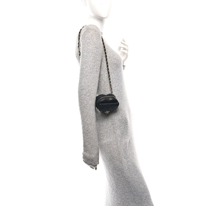 Chanel Lambskin Quilted CC In Love Heart Waist Belt Bag With Chain Black 2 of 10
