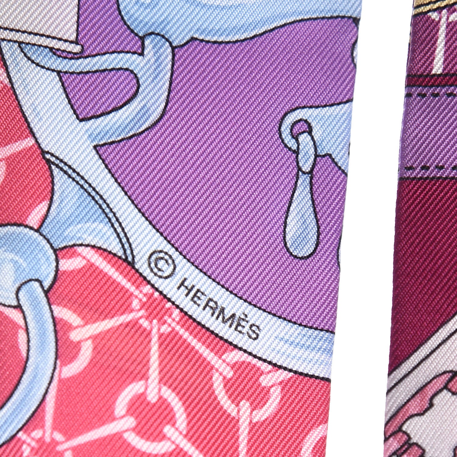 Hermes Silk La Promenade Du Matin Twilly Prune Rose Mauve 3 of 5