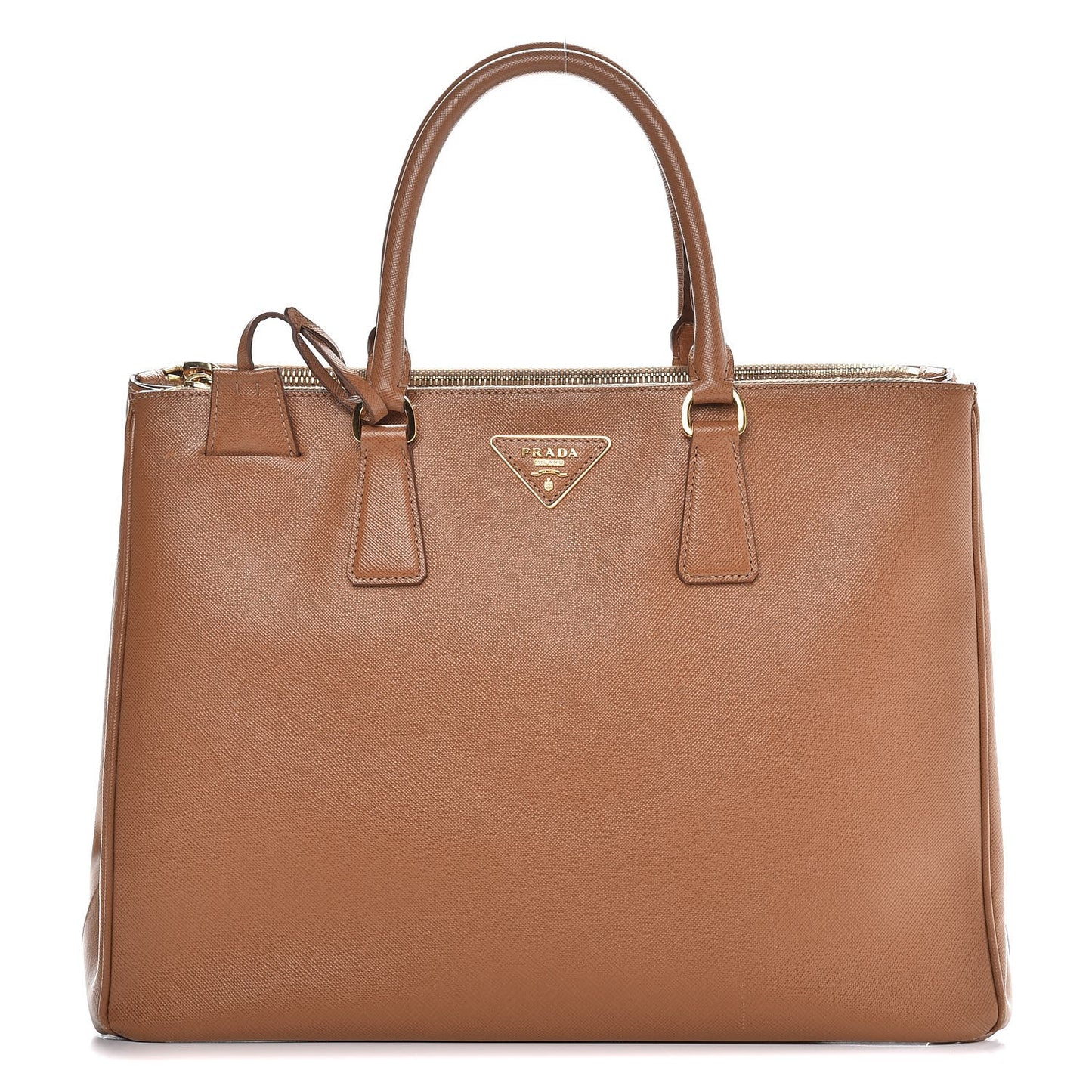 Saffiano Large Galleria Double Zip Tote Caramel