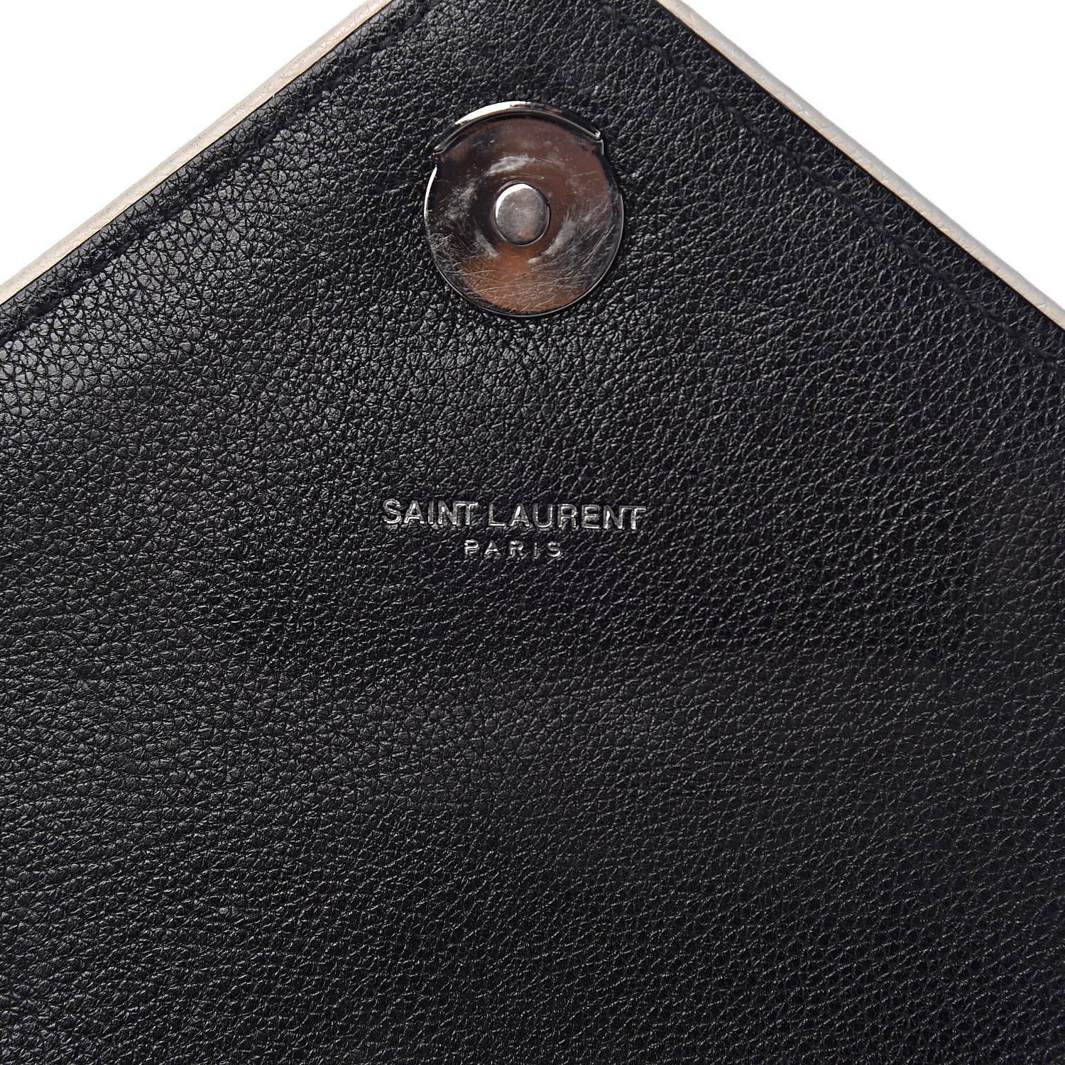 Saint Laurent Calfskin Mixed Matelasse Triquilt Large Monogram Envelope Satchel Black White 10 of 11