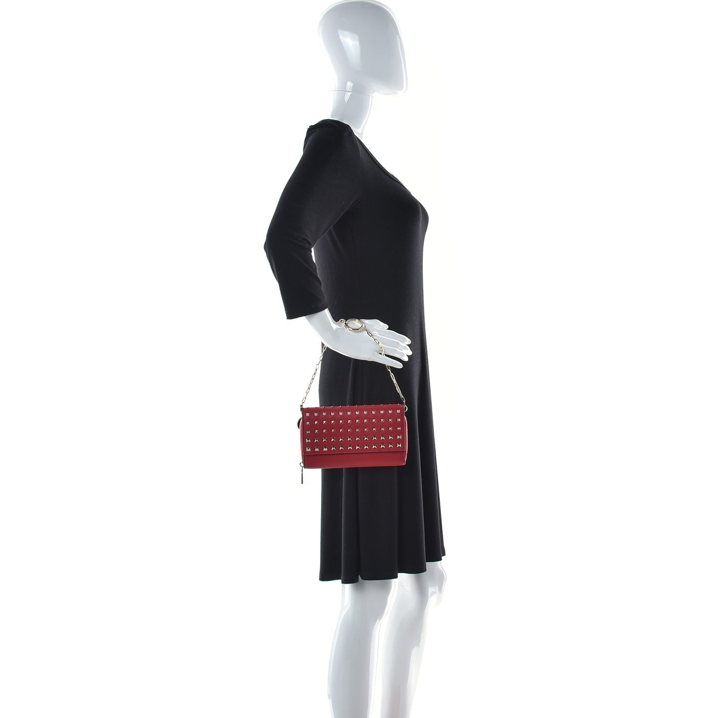 Vitello Rockstud Carry Secrets Continental Wallet On Chain Red
