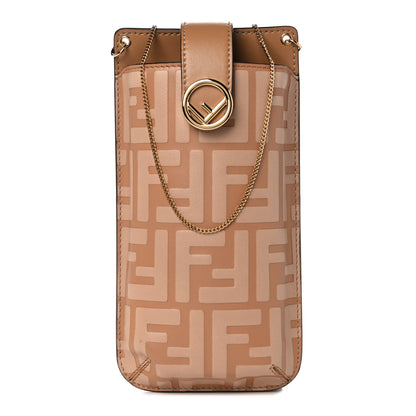 Fendi Vitello Termosport F is Fendi FF 1974 Embossed Phone Pouch Miele Scuro 1 of 6