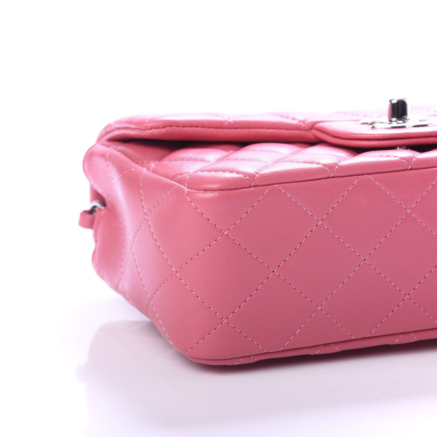 Lambskin Quilted Mini Rectangular Flap Pink