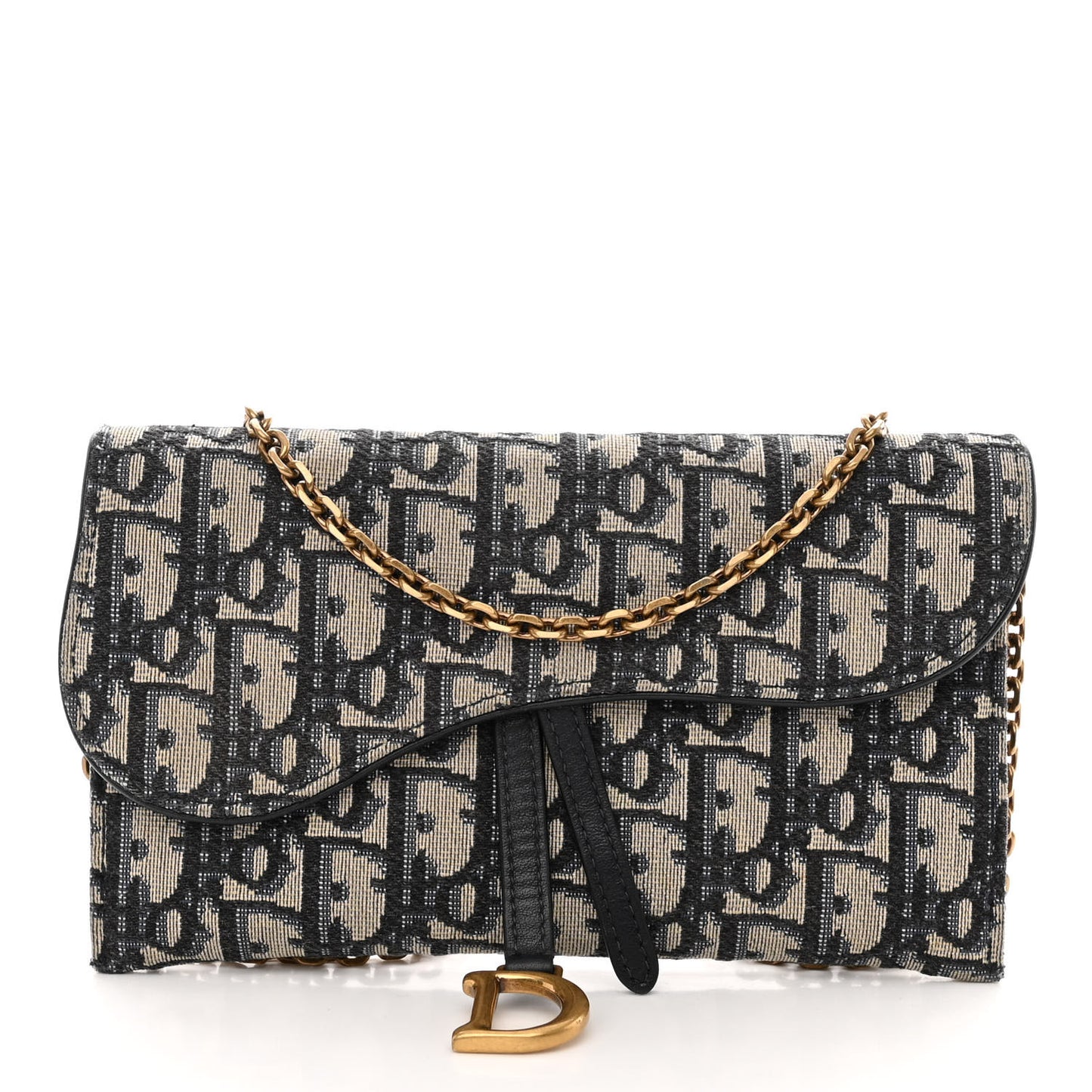 Oblique Saddle Chain Long Wallet Blue