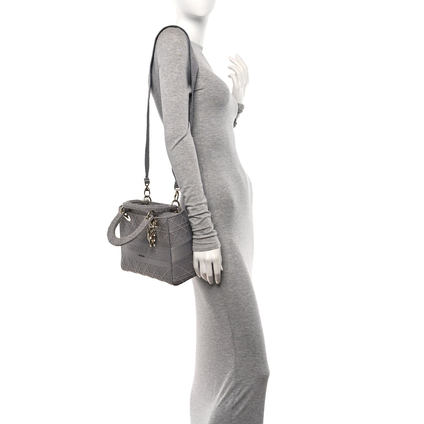 Canvas Embroidered Cannage Medium Lady D-Lite Gray