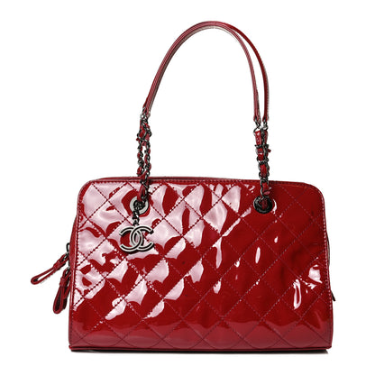 Chanel Patent Quilted Small CC Angle Tote Red 1 of 10