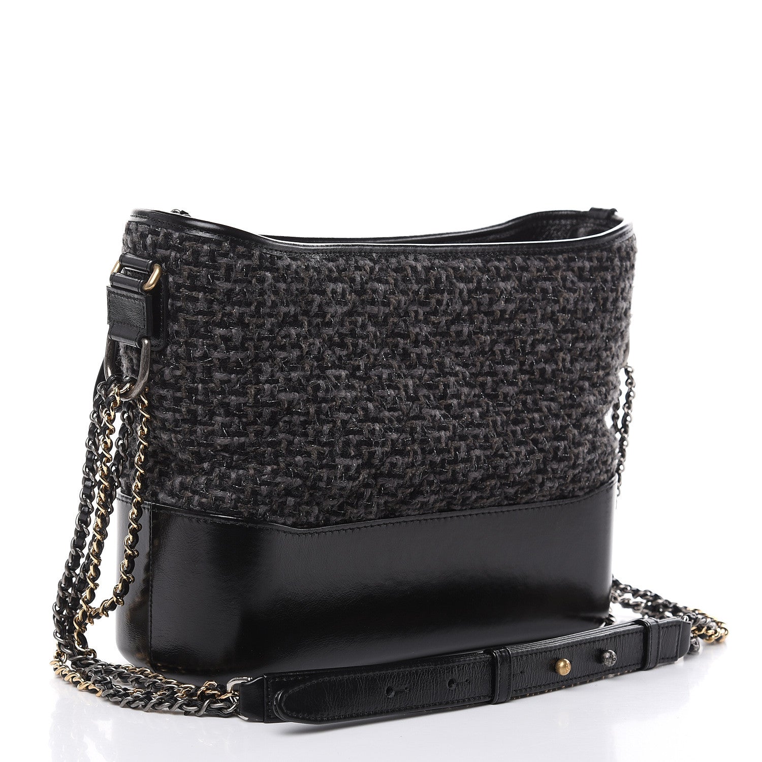 Chanel Tweed Calfskin Quilted Medium Gabrielle Hobo Black 3 of 11