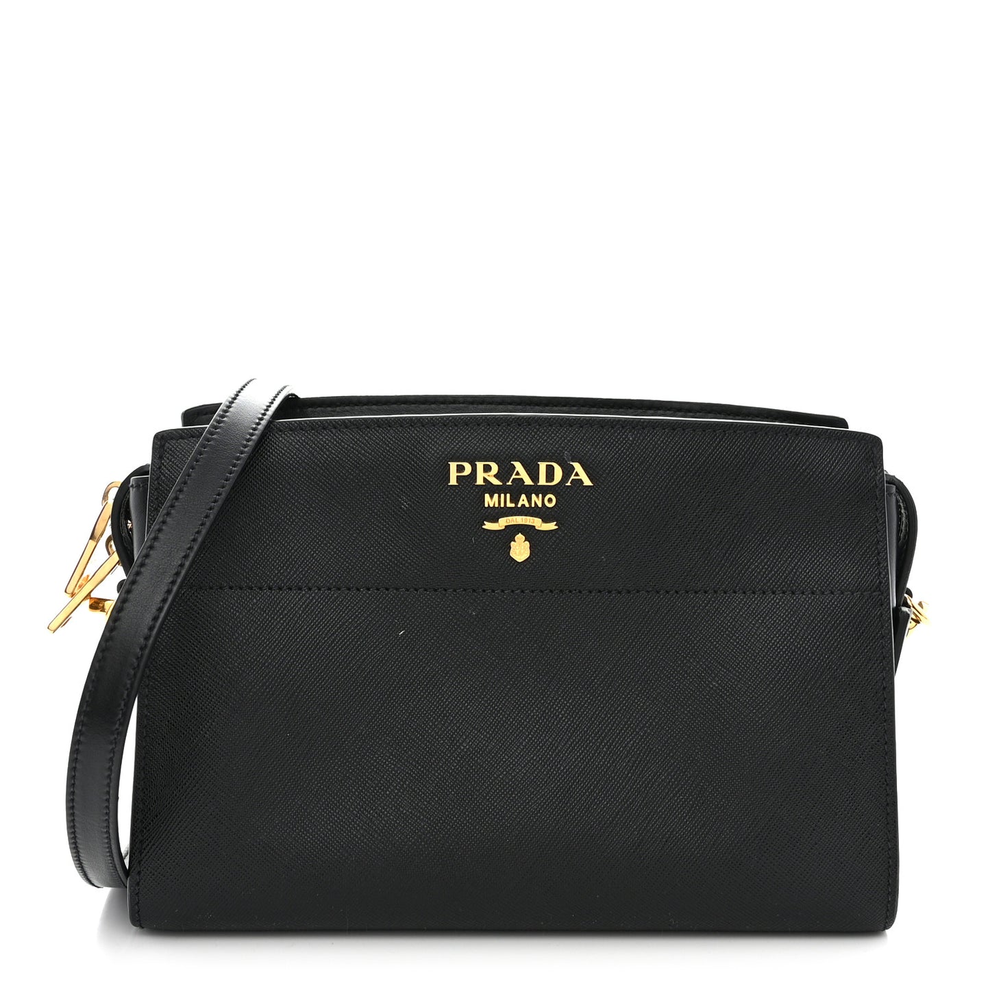 Saffiano City Calfskin Esplanade Crossbody Bag Black