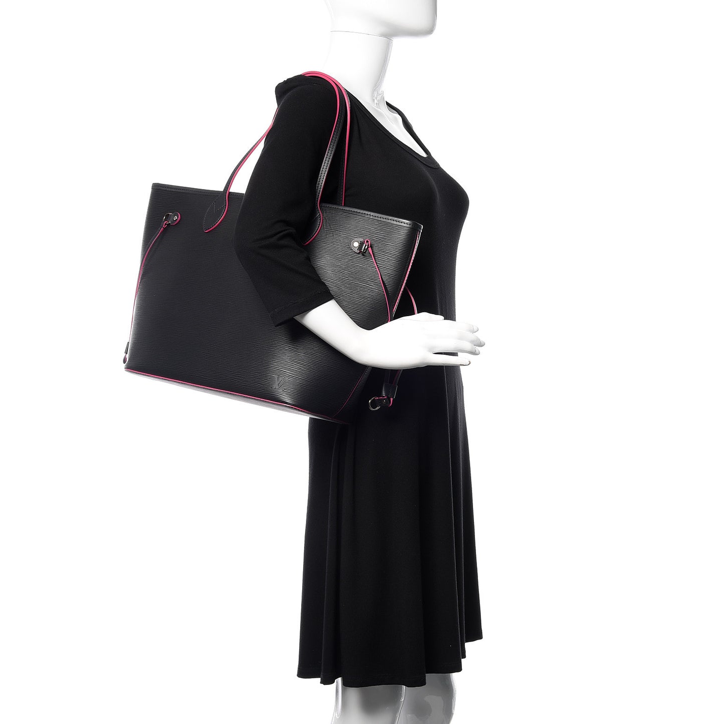 Epi Neverfull MM Black Hot Pink