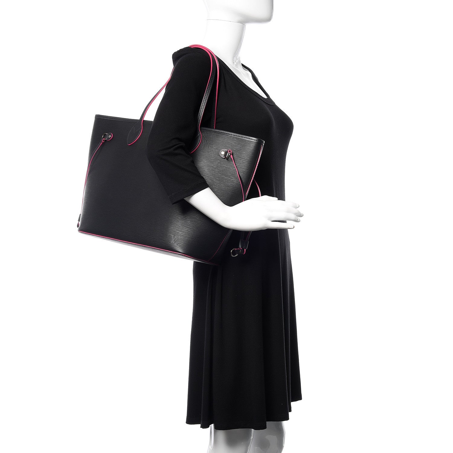 Louis Vuitton Epi Neverfull MM Black Hot Pink 2 of 11