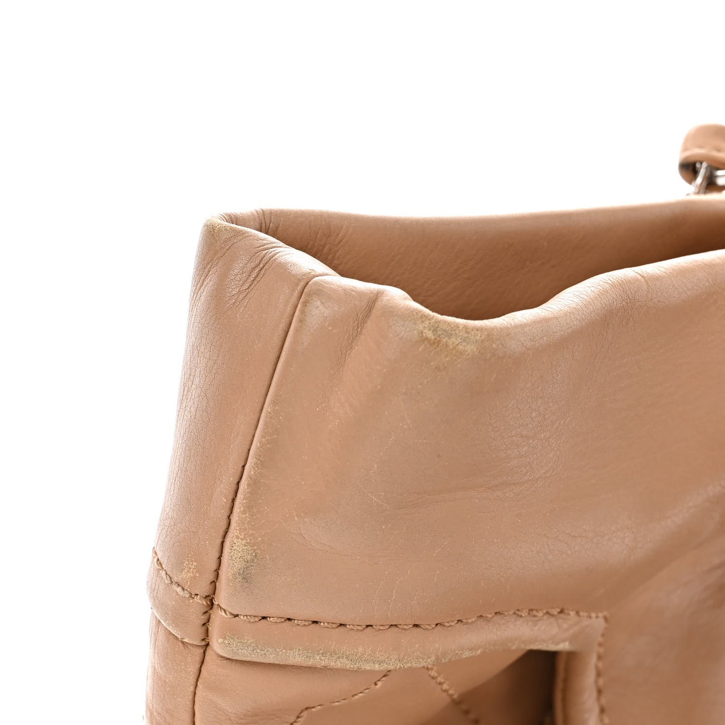 Calfskin Large Front Flap Tote Beige