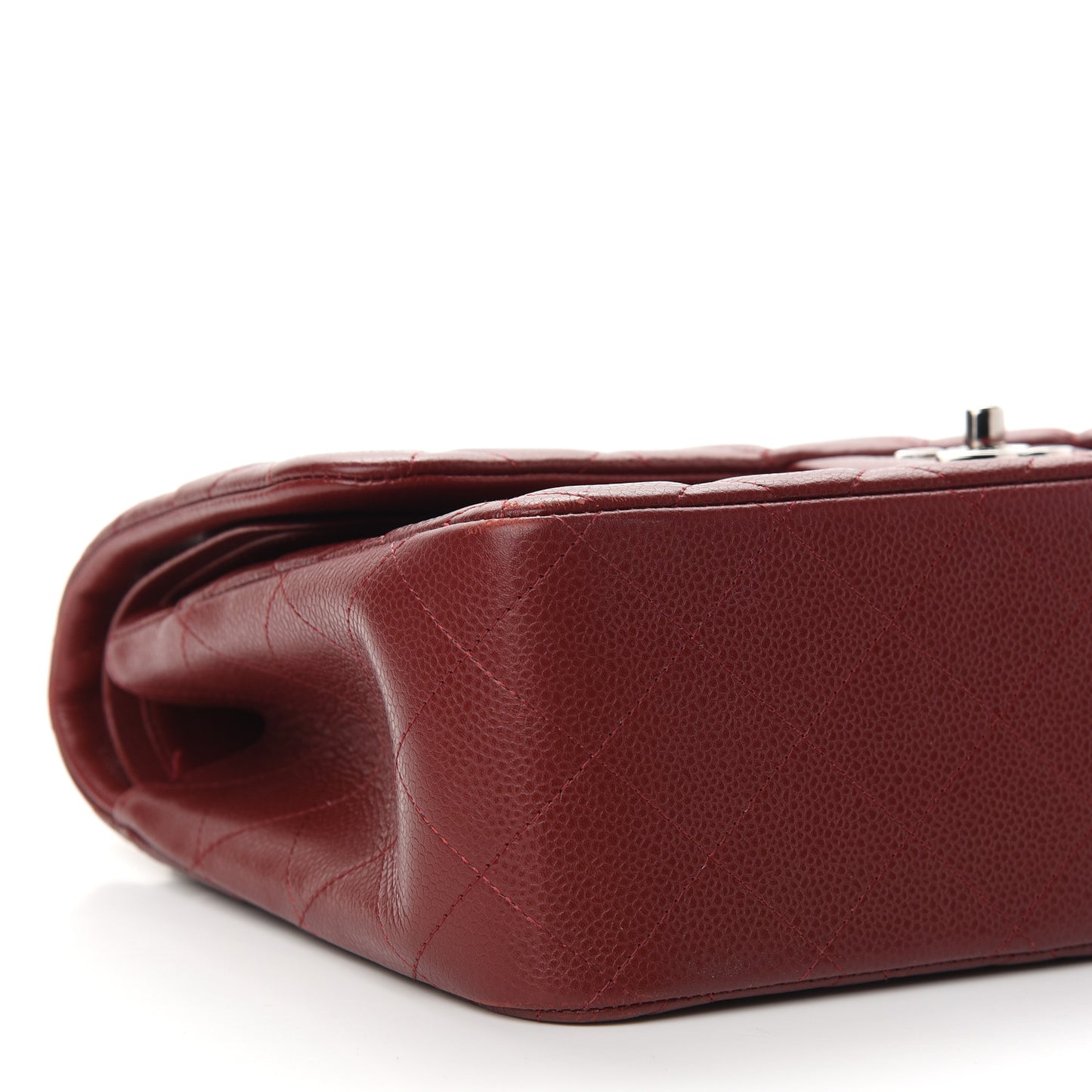 Caviar Quilted Jumbo Double Flap Dark Red