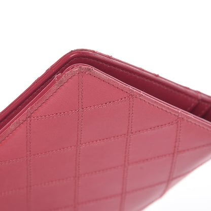 Chanel Lambskin Diamond Stitched Yen Wallet Fuchsia 13 of 17