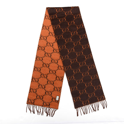 Gucci Wool Alpaca GG Monogram Big GG Rock Scarf Tangerine Brown 2 of 5