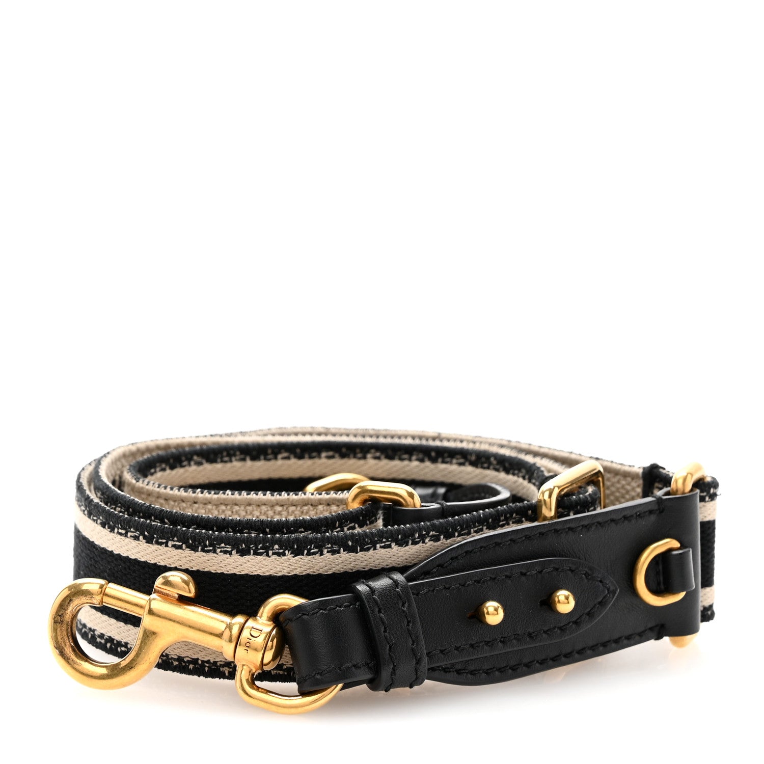 Christian Dior Canvas Embroidered Shoulder Strap Black 1 of 6