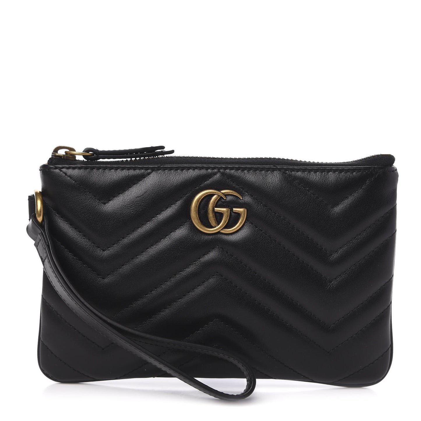 Calfskin Matelasse GG Marmont Wrist Wallet Black