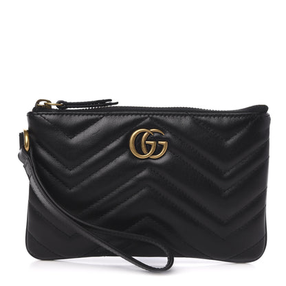 Gucci Calfskin Matelasse GG Marmont Wrist Wallet Black 1 of 6