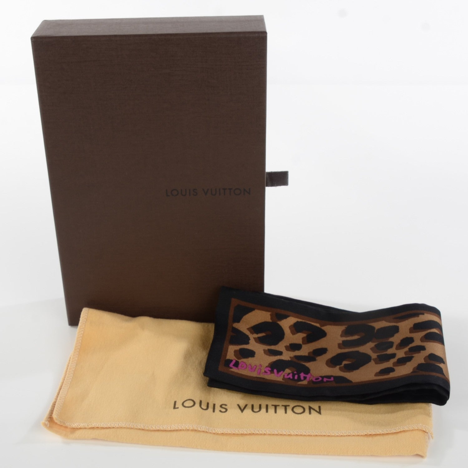 Louis Vuitton Silk Leopard Bandeau Scarf Marron 3 of 6