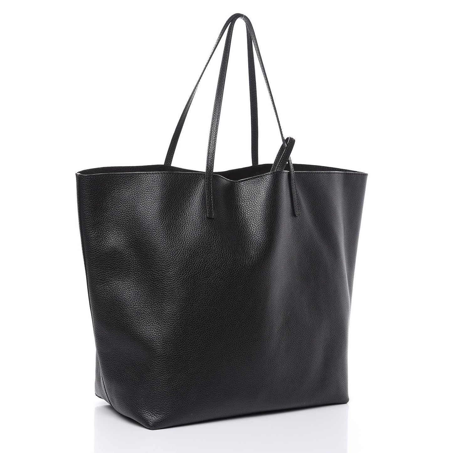 Grained Calfskin Skull Open Shopper Tote Black