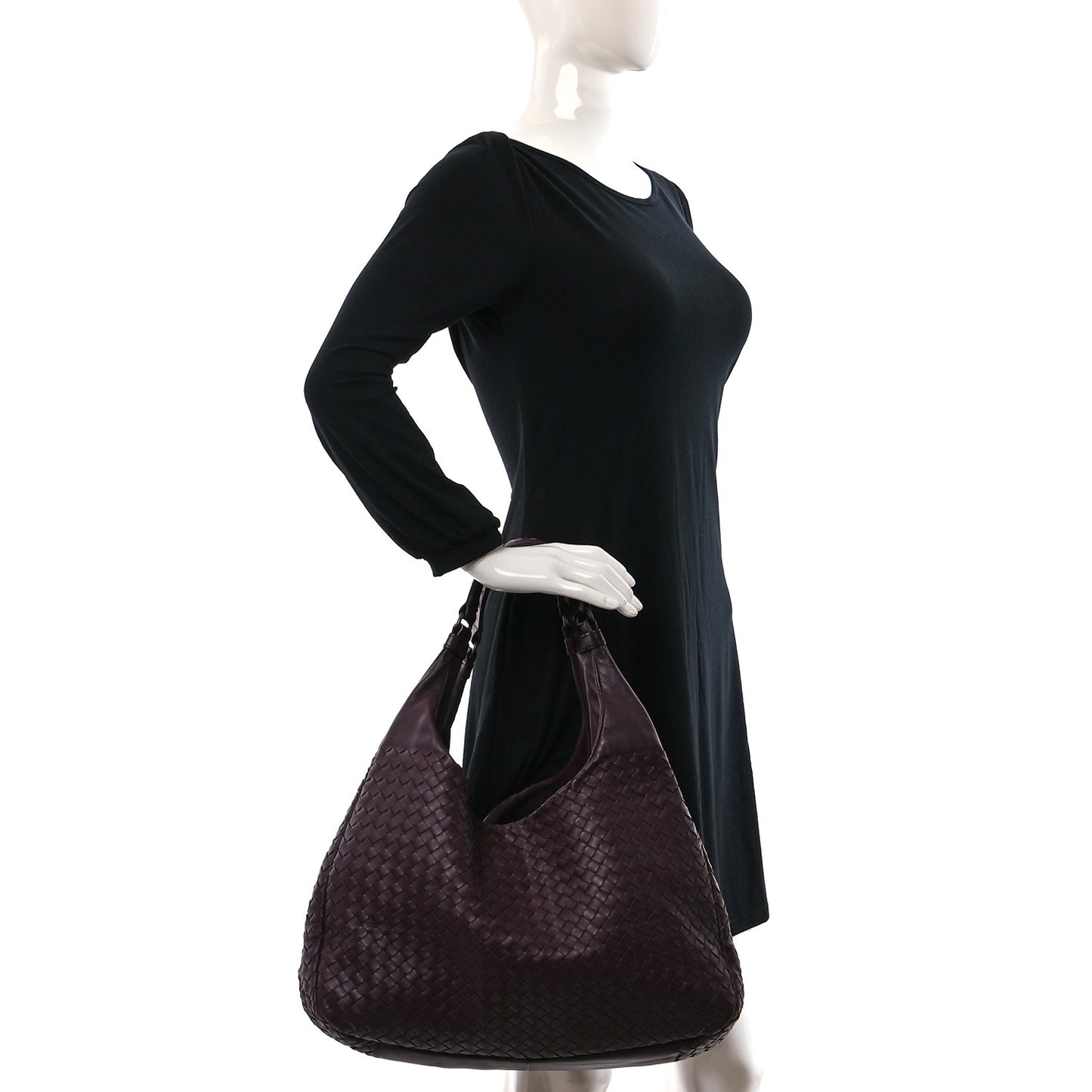 Nappa Intrecciato Large Campana Hobo Grape