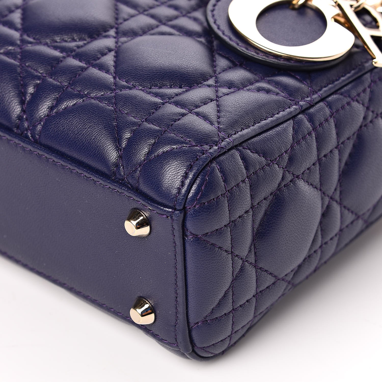 Christian Dior Lambskin Cannage Crystal Mini Lady Dior Navy Blue 9 of 11