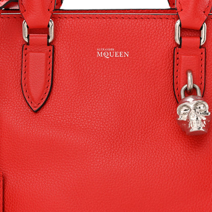 Alexander McQueen Pebbled Calfskin Small Skull Padlock Zip Around Tote Red 8 of 10