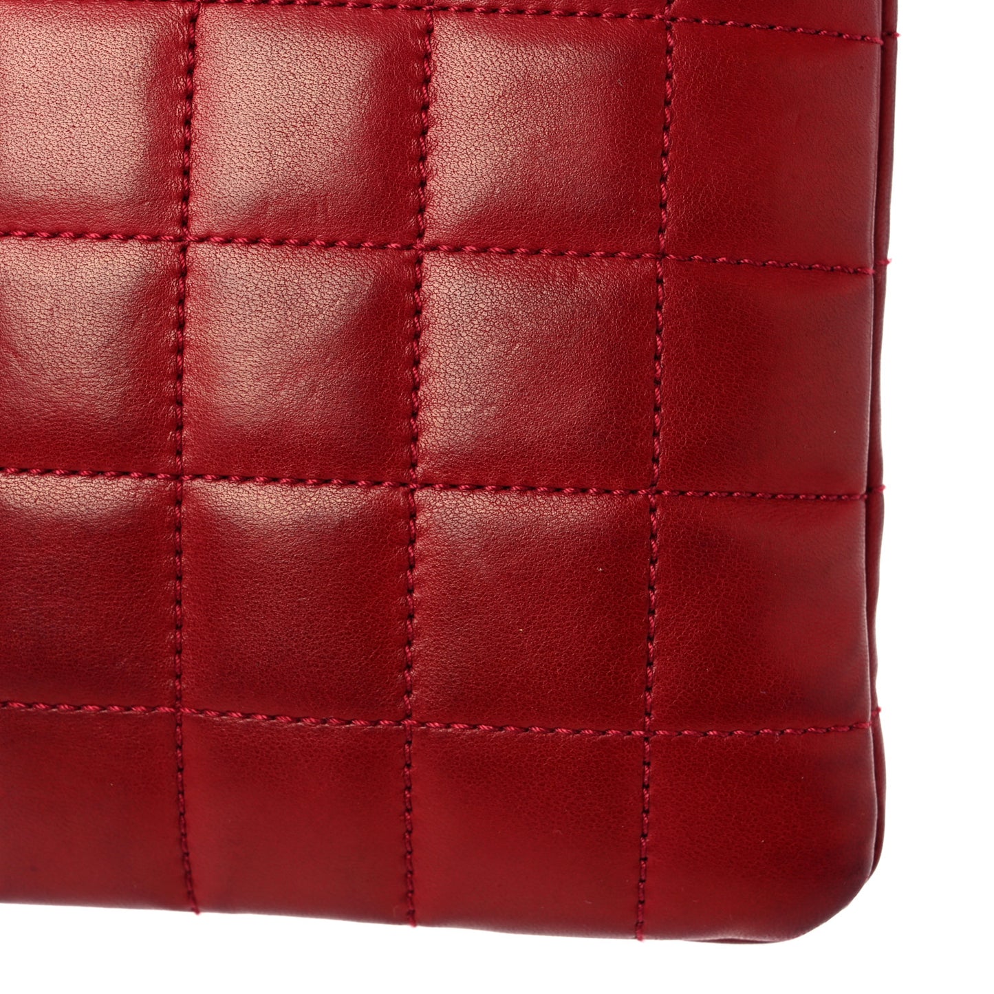 Lambskin Chocolate Bar Mademoiselle Flap Shoulder Bag Red