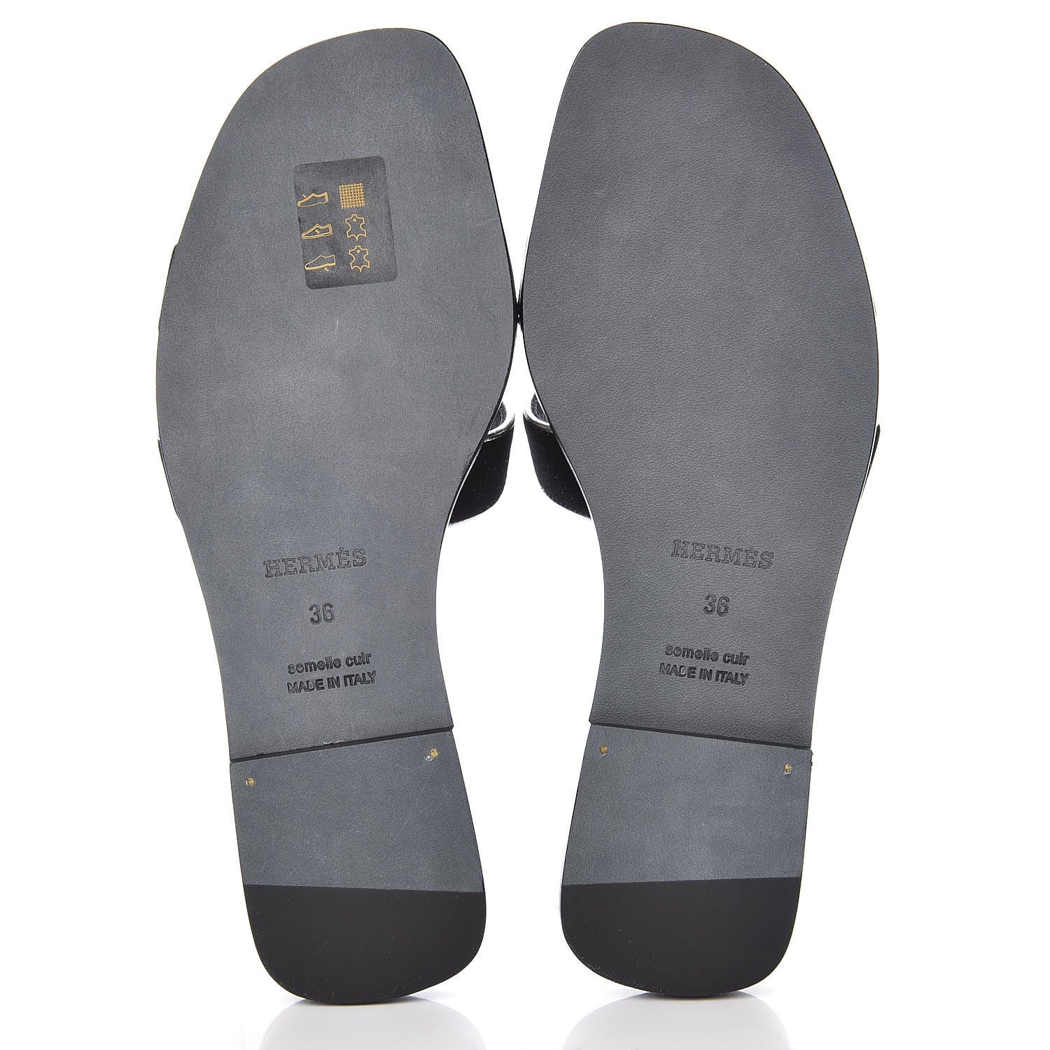 Hermes Velvet Nappa Oran Sandals 36 Black Argent Vieilli 5 of 7