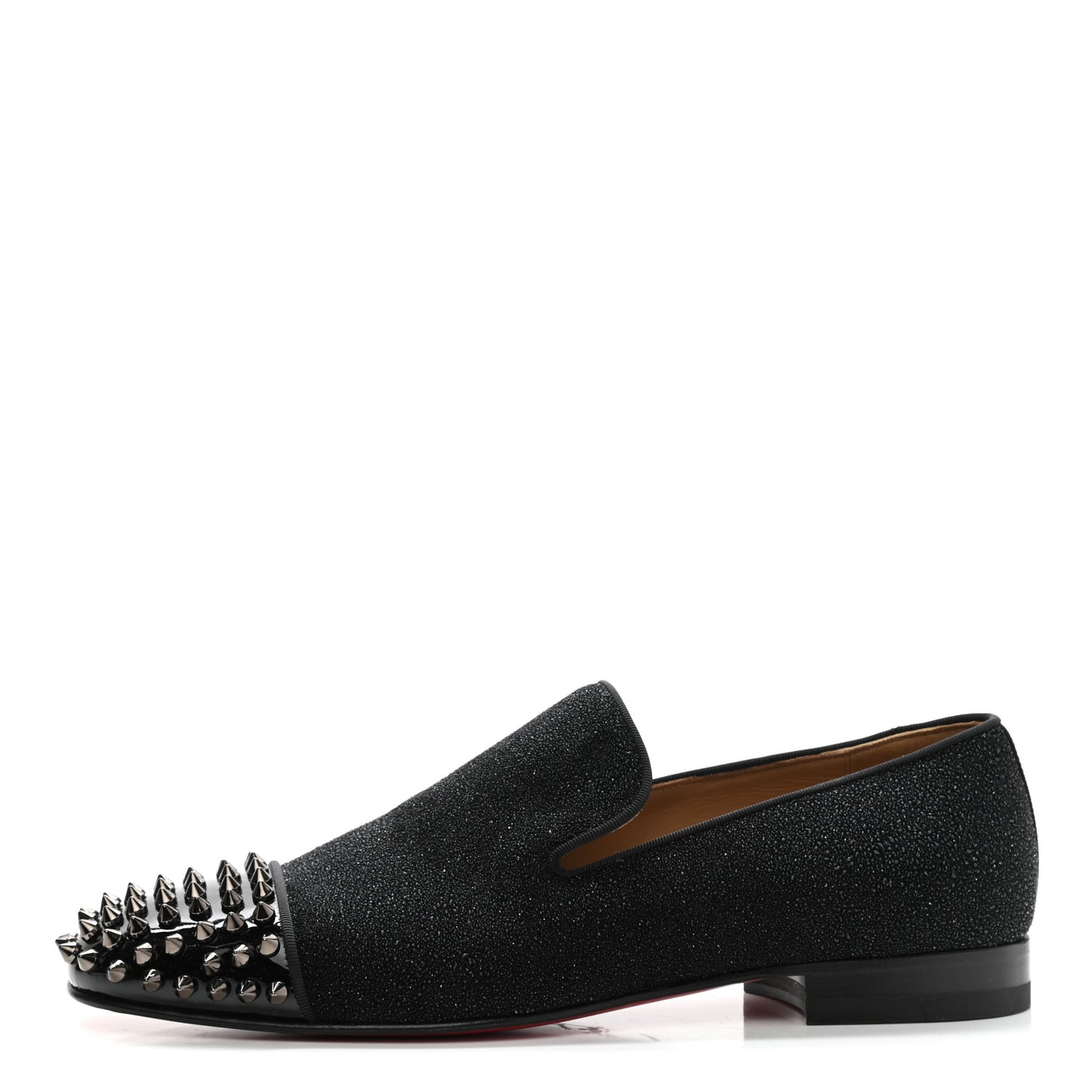 Glitter Patent Mens Spooky Spikes Flat Loafers 41 Black