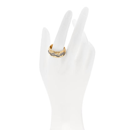 David Yurman 18K Yellow White Gold Cognac Diamond Waves Band Ring 62 10 2 of 5