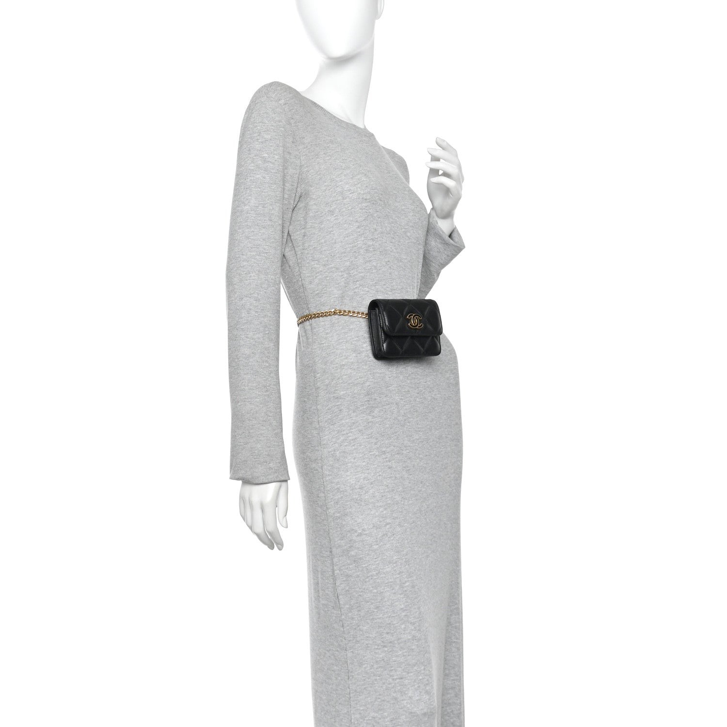 Chanel Lambskin Enamel Quilted Pending CC Flap Belt Bag Black 2 of 11