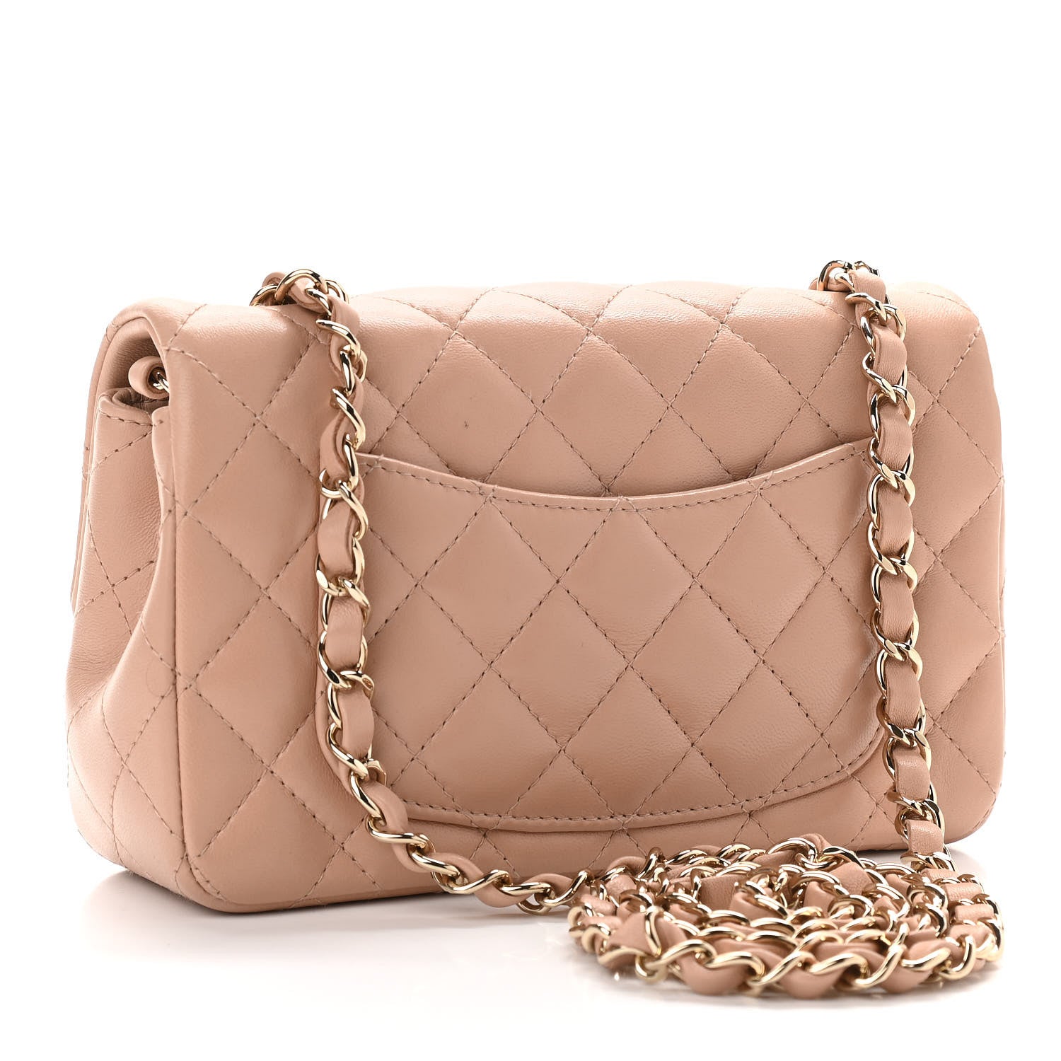 Chanel Lambskin Quilted Mini Rectangular Flap Beige 3 of 10