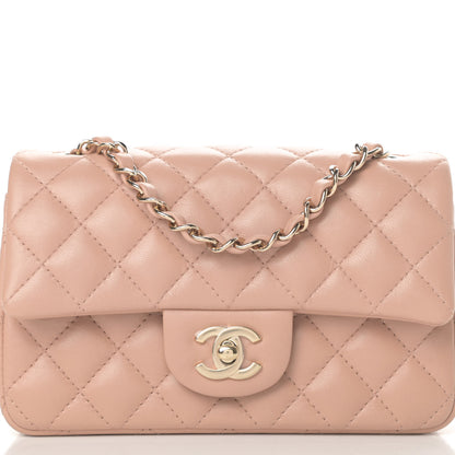 Chanel Lambskin Quilted Mini Rectangular Flap Beige 8 of 10