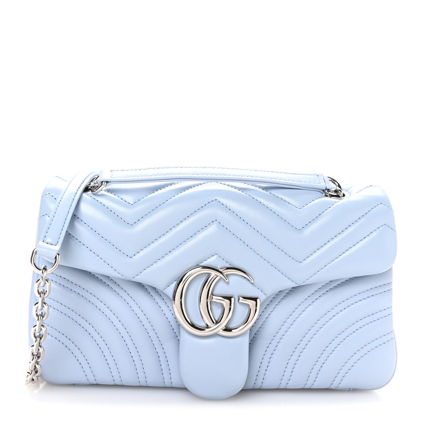 Lambskin Matelasse Medium GG Marmont Shoulder Bag Light Blue