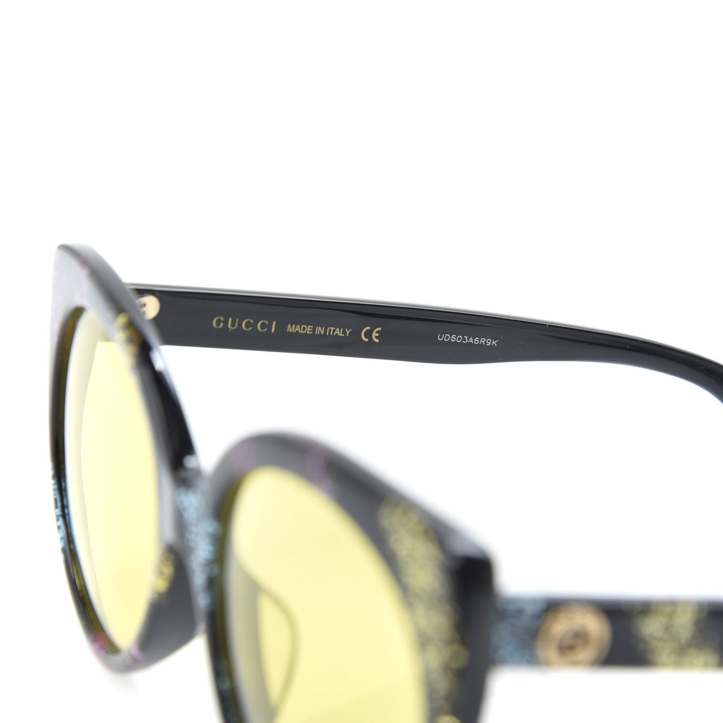 Glitter Acetate Cat Eye Sunglasses GG0325SA Black Yellow