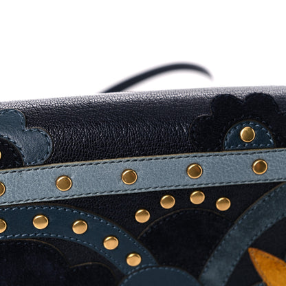 Chloe Calfskin Suede Floral Patchwork Studded Small Faye Shoulder Bag Full Blue 12 of 12