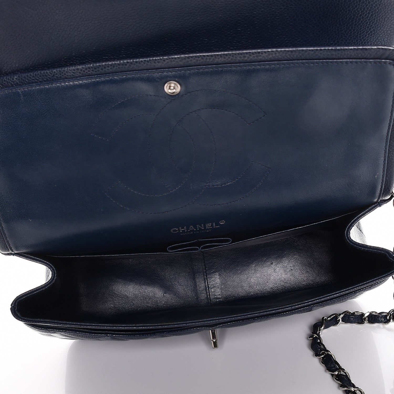 Chanel Caviar Quilted Jumbo Double Flap Navy Blue 6 of 11