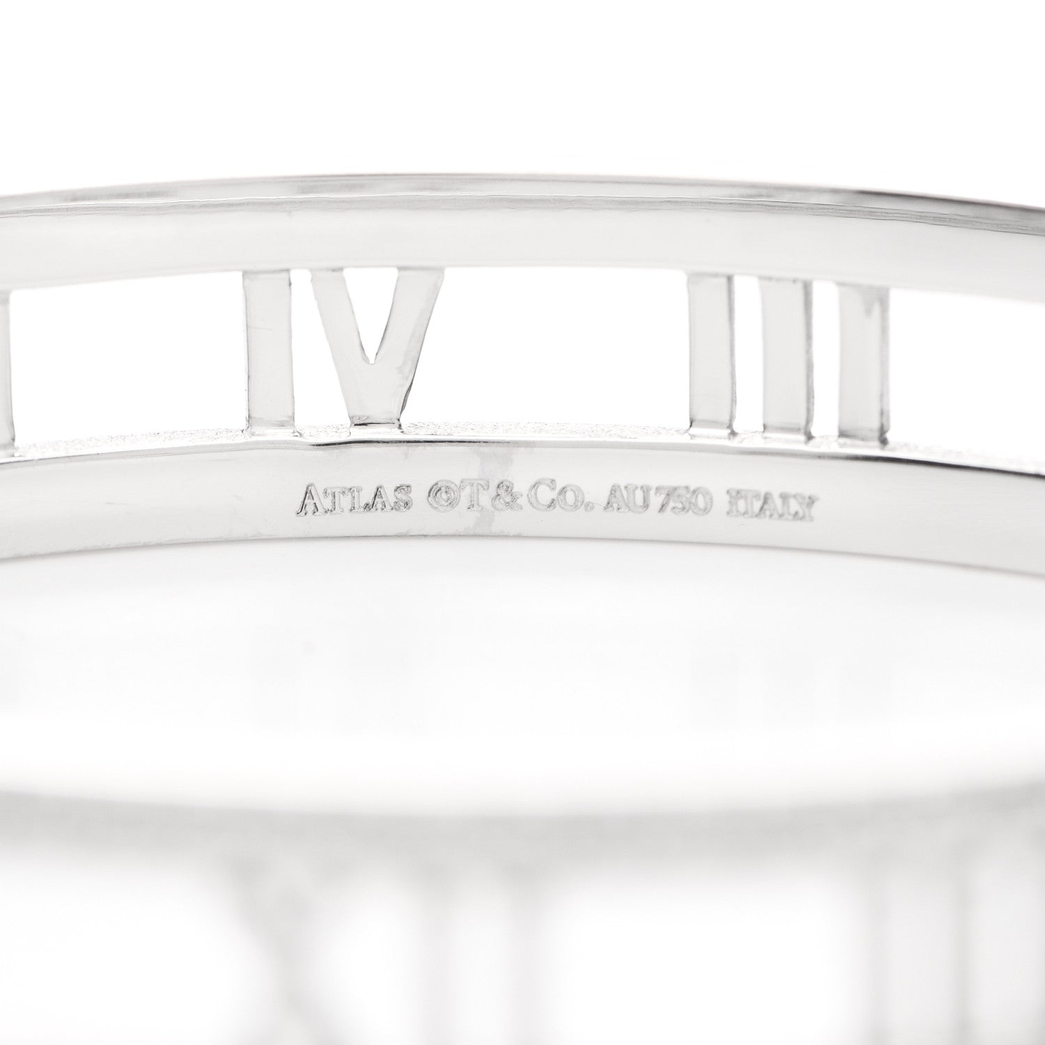 Tiffany 18K White Gold Diamond Atlas Open Hinged Bangle Bracelet 4 of 5