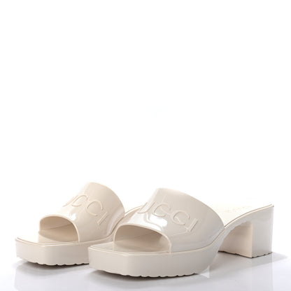 Gucci Rubber Gucci Logo Womens Platform 20/60mm Slide Sandals 36 Mystic White 3 of 8