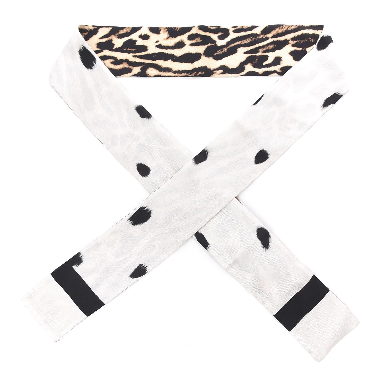 Burberry Silk Animal Print Skinny Scarf White 1 of 2