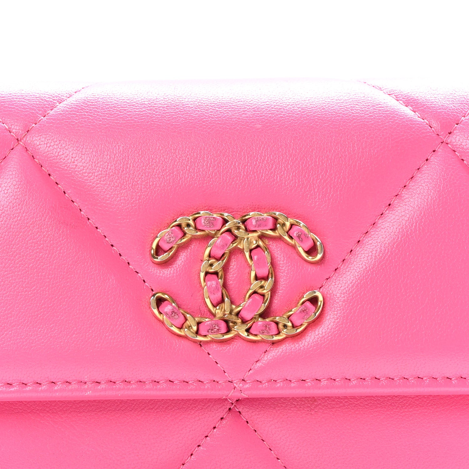 Chanel Lambskin Quilted Chanel 19 Flap Wallet Dark Pink 8 of 8