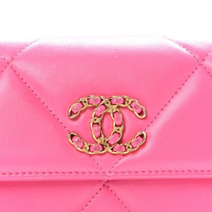 Chanel Lambskin Quilted Chanel 19 Flap Wallet Dark Pink 8 of 8