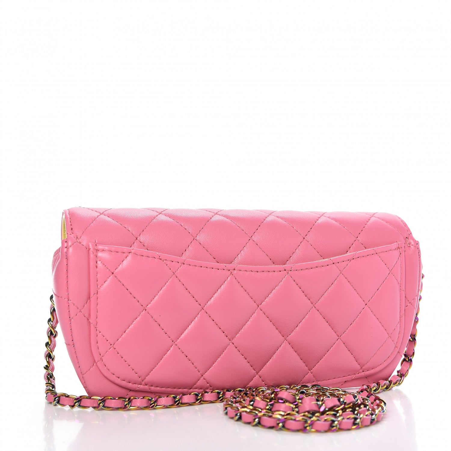 Chanel Lambskin Quilted Glasses Case With Chain Pink Yellow 3 of 12