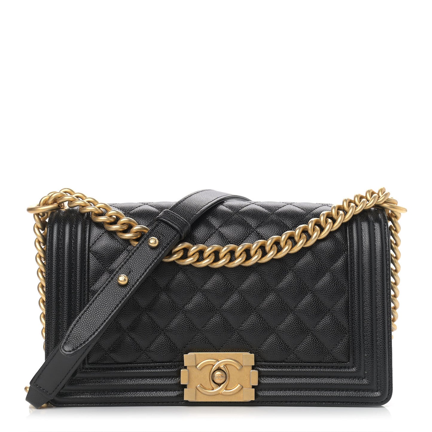 Caviar Quilted Medium Boy Flap Black