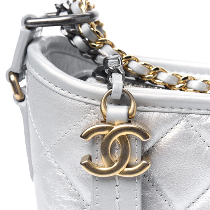 Chanel Metallic Aged Calfskin Quilted Small Gabrielle Hobo Light Silver 10 of 11