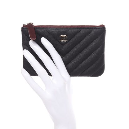 Chanel Caviar Chevron Quilted Small Cosmetic Case Black 2 of 8